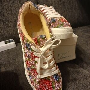 Betsey Johnson Colorful Beaded Sneakers
